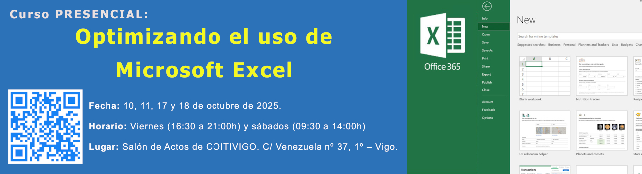 Cabecera Curso Presencial Optimizando el uso de Microsoft Excel 1290 350 octubre 2025